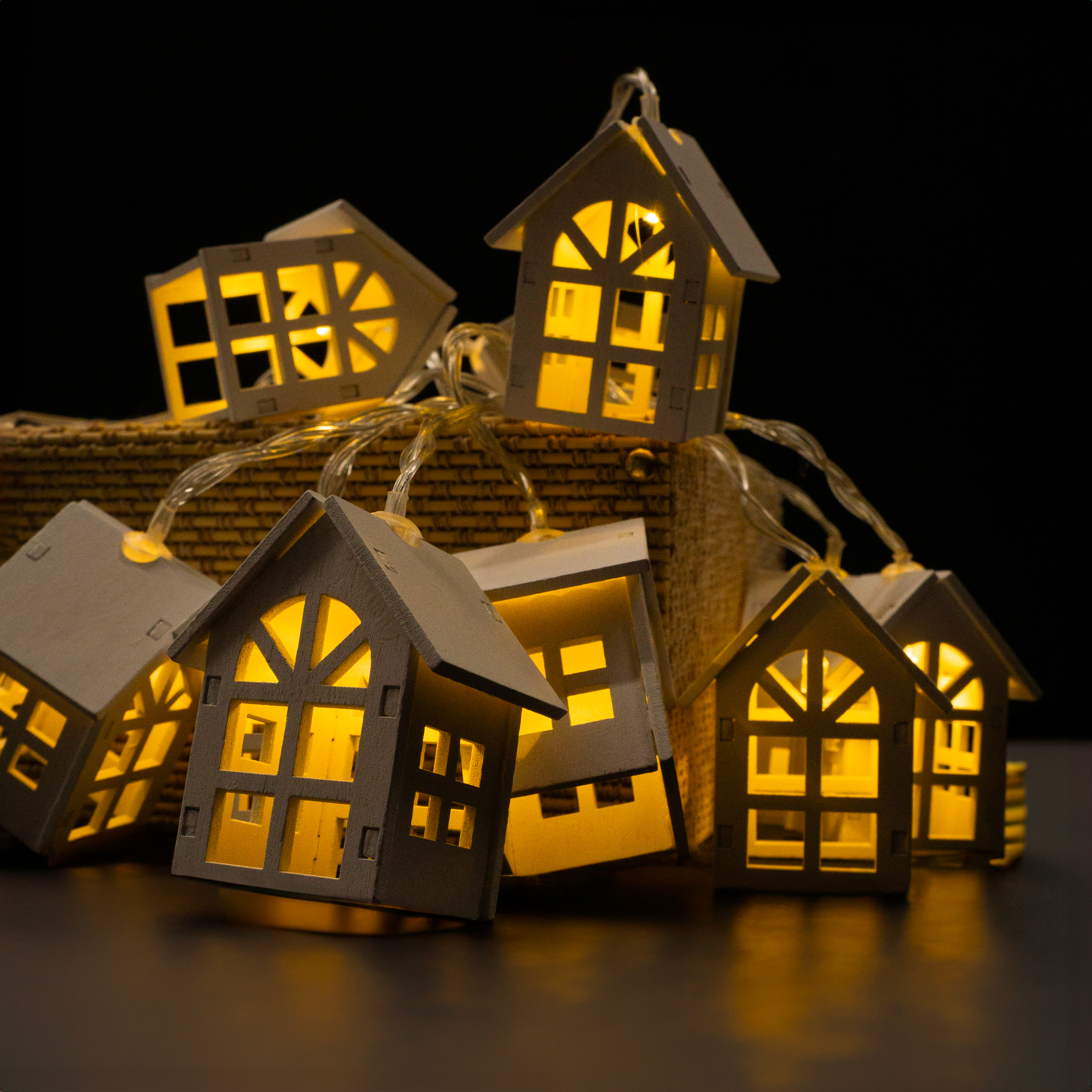 (SP-05)TLCLB05, Гирлянда "Домики" 10 LED, 2 м (желтый)