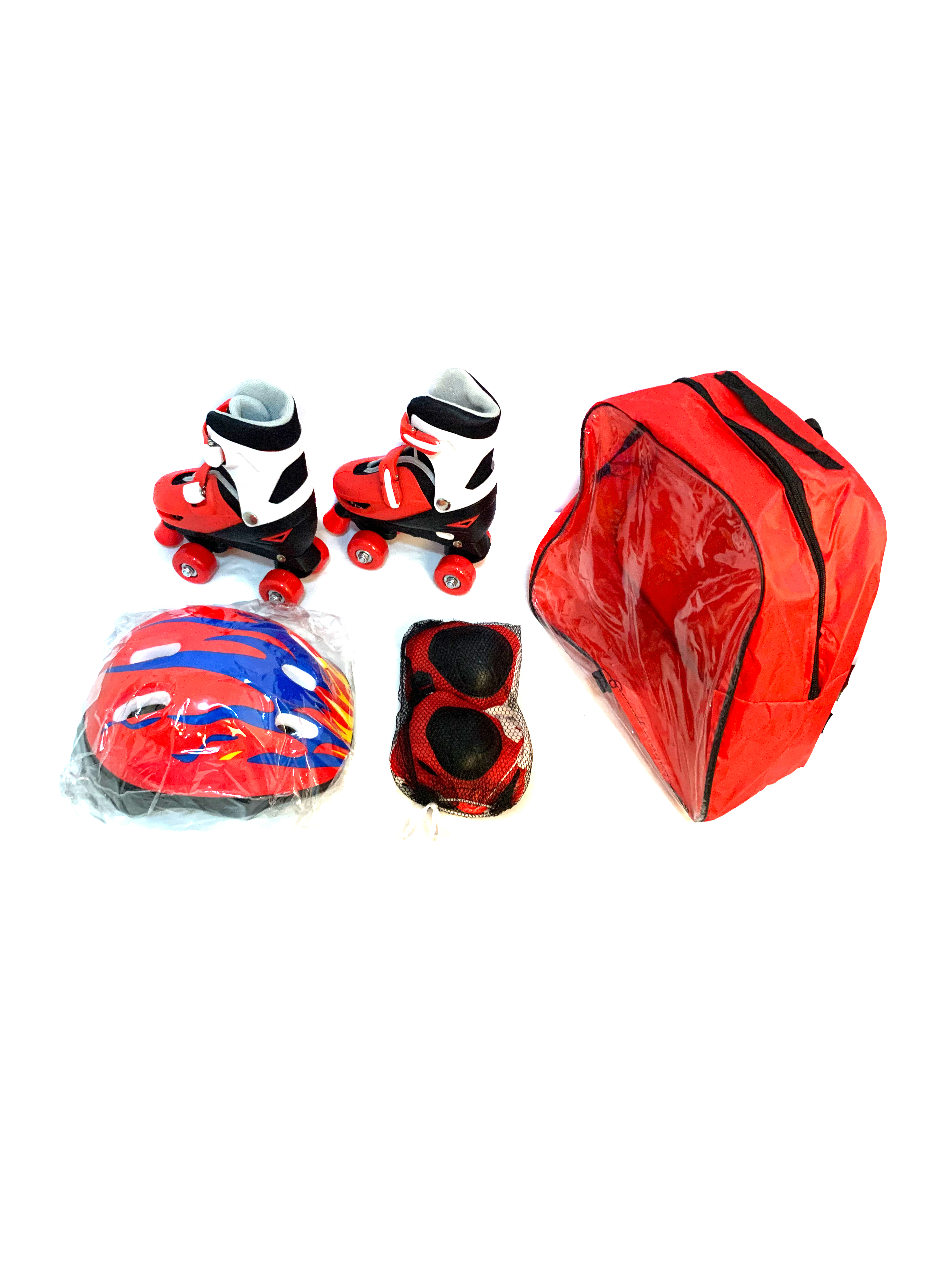 DJS-705 Set PVC Space, Комплект "Ролики, шлем, защита" красный  (27-30)
