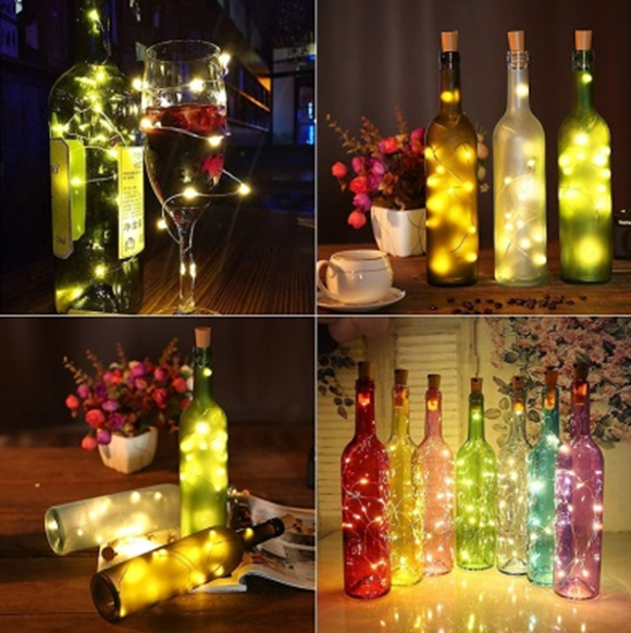 (SP-07), Гирлянда-пробка для бутылки 20 LED, 2 м (желтый)