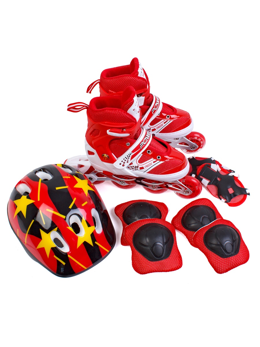 DJS-603 Set PU, Sparky Комплект "Ролики шлем, защита" красный M (35-38)