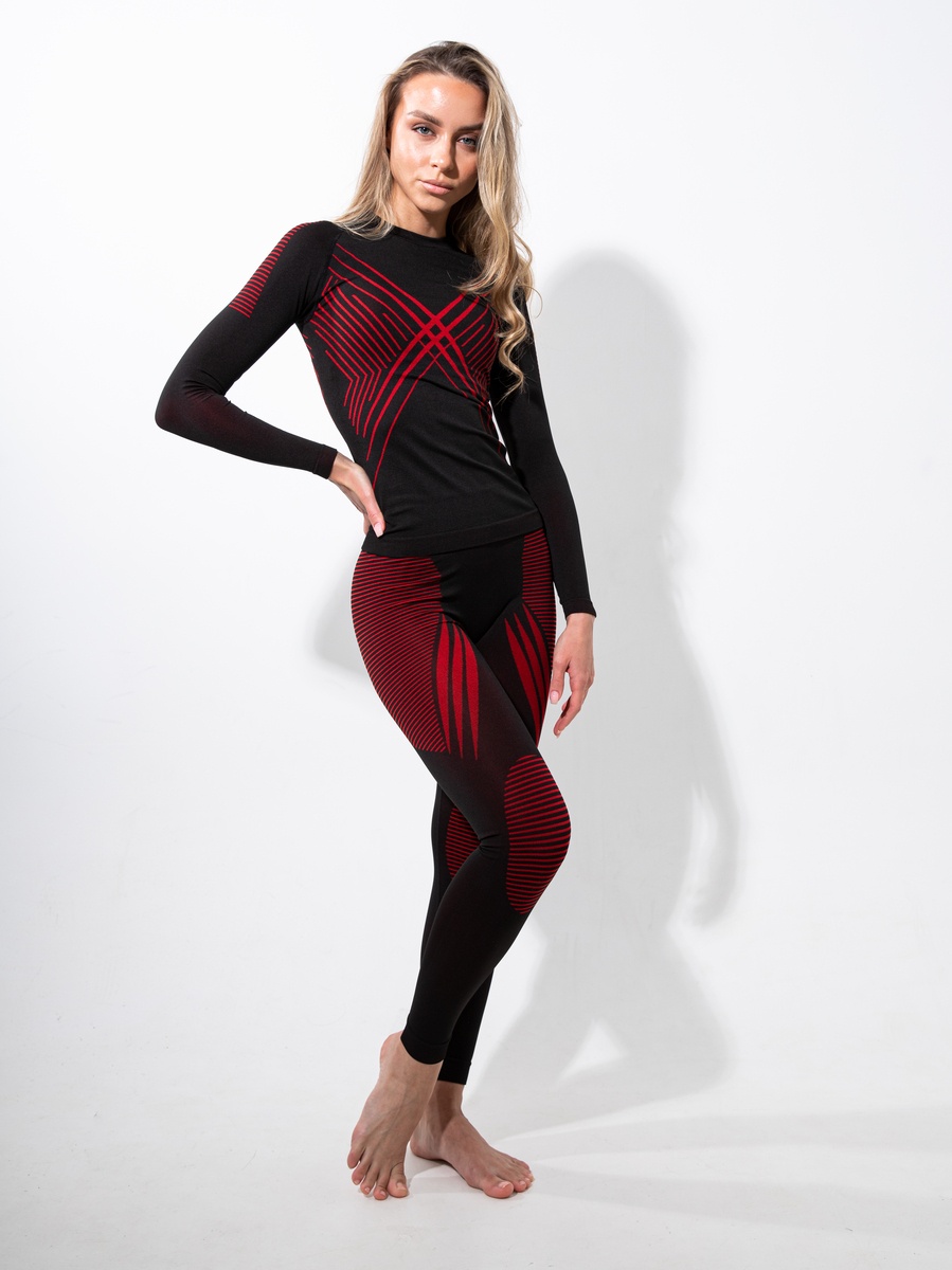Комплект термобелья SAIMAA_X-LINE (sport) женский, черный с красным, 42 (XS) р-р