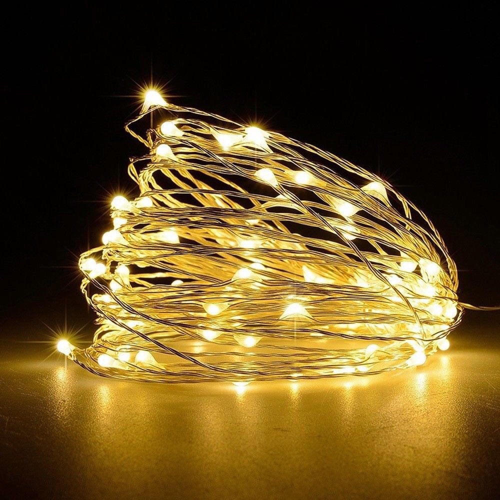 (SP-06)/(SP-06-W),CWL 5M-WW, Гирлянда "Роса" на батарейках 50 LED, 5 м (тёплый белый)