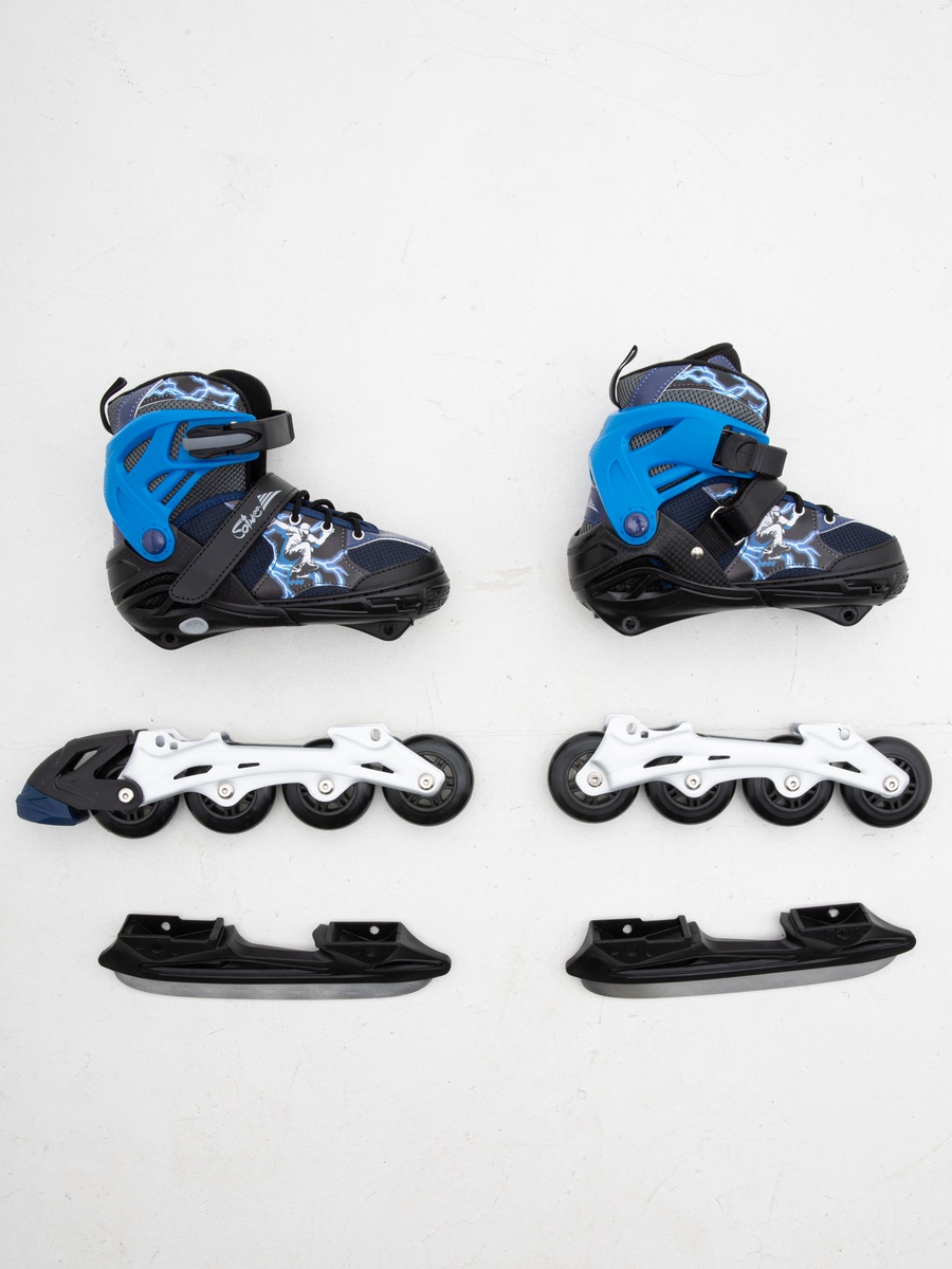 R3142, Victory, Коньки-ролики 2 в 1 раздвижные, размер S (31-34), синие
