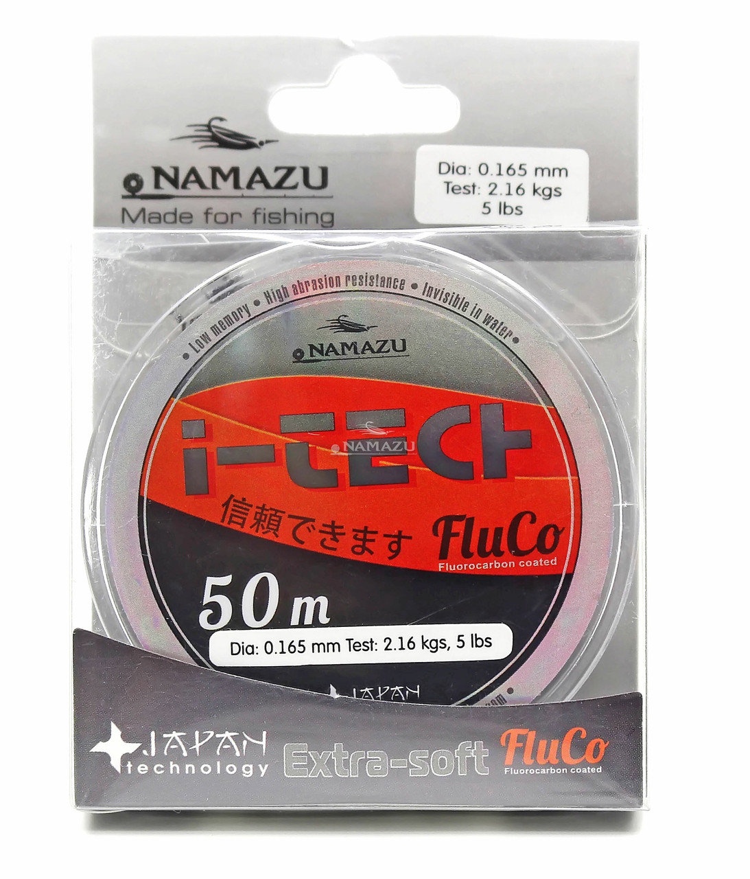 NIT50-0,148, Леска Namazu "I-Tech Fluco", L-50 м, d-0,148 мм, test-1,72 кг, прозрачная
