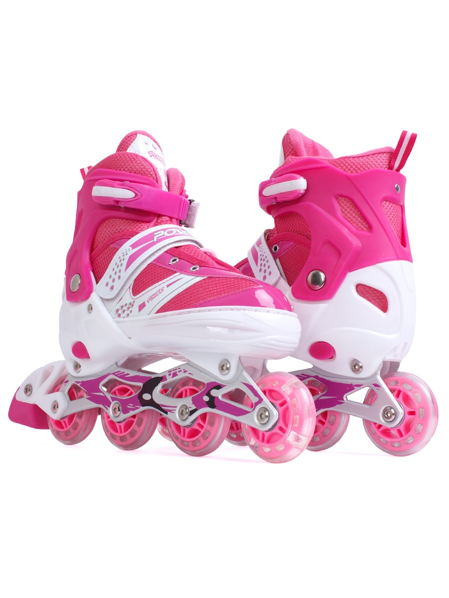 DJS-603 PVC Роликовые коньки розовые размер S (31-34)