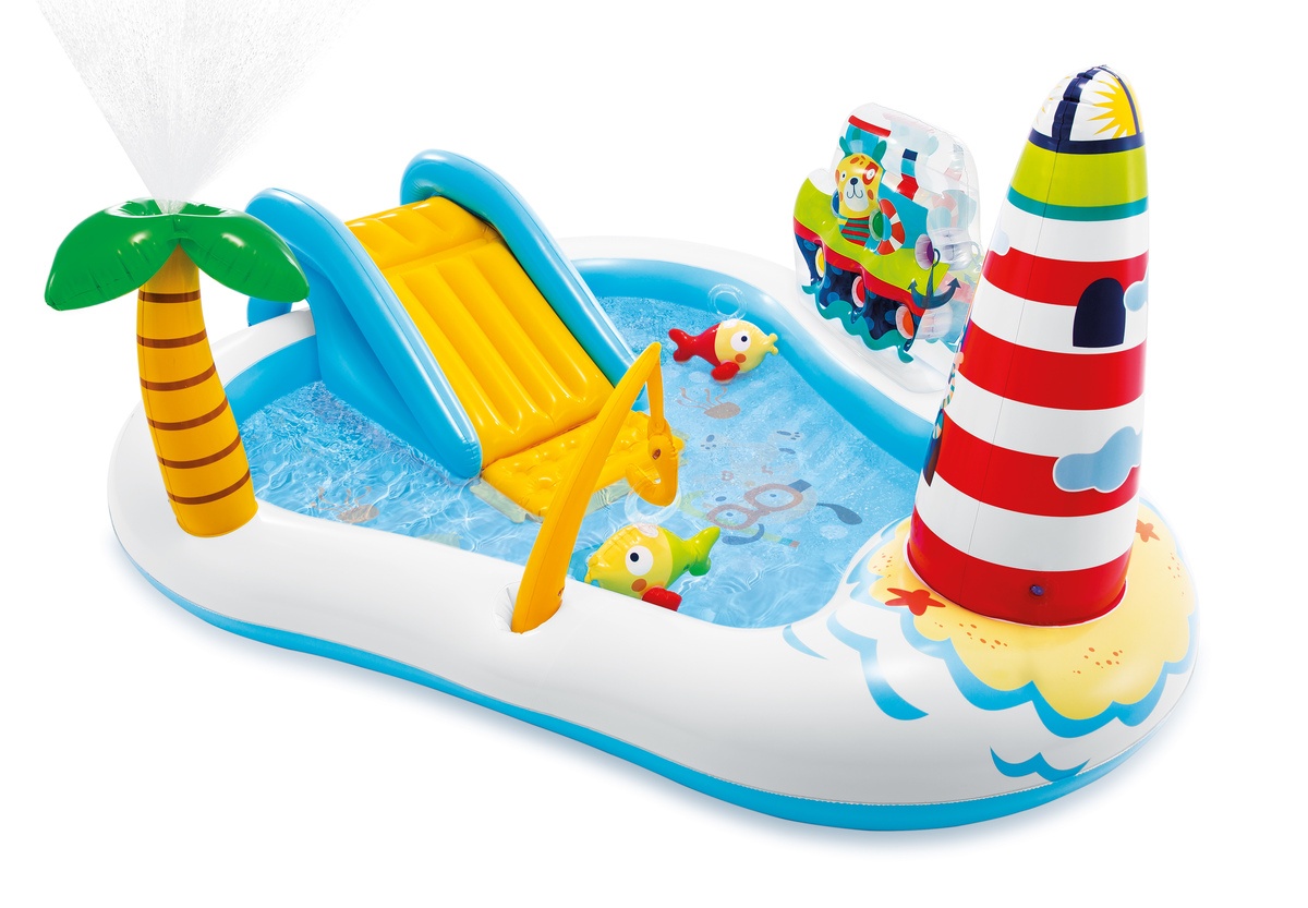 Детский игровой центр "Веселая рыбалка" с горкой и игрушками, Intex, 218х188х99см, артикул 57162