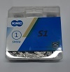 Цепь "KMC" S-1, 112 зв., 1/2 X 1 1/8, для дорожного велосипеда, с замком. Артикул 3202639-41