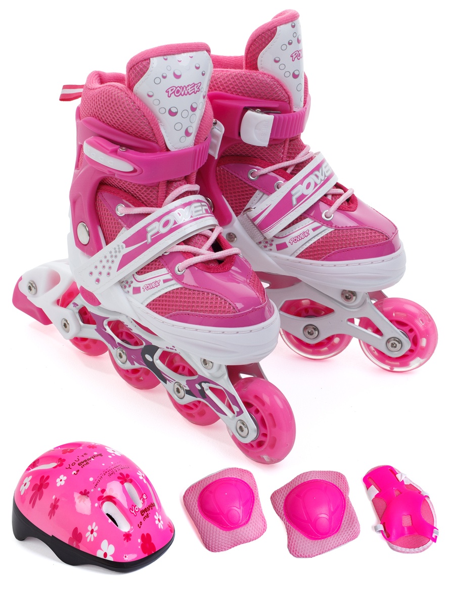 DJS-603 Set PU, Sparky Комплект "Ролики, шлем, защита" розовый M (35-38)