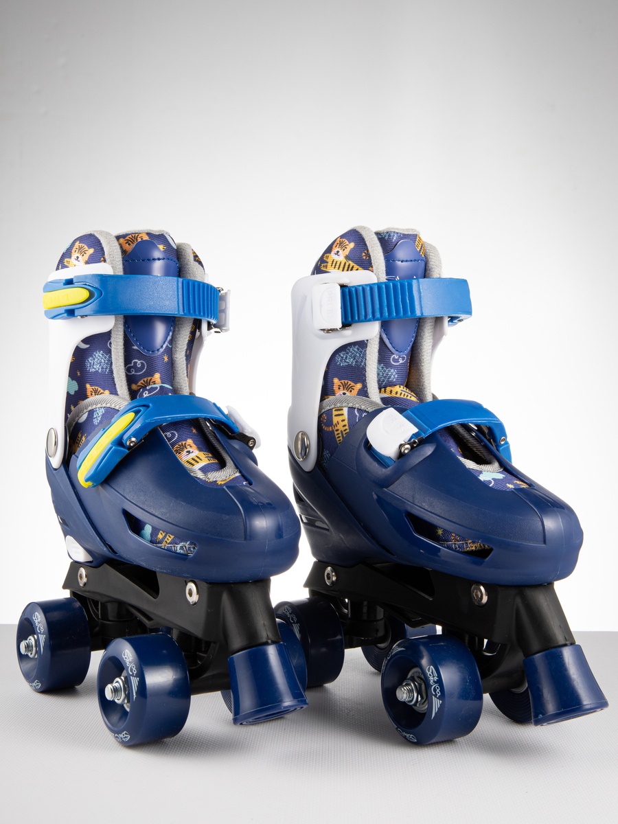 DJS-705 Set PVC Tiger, Комплект "Ролики, шлем, защита, сумка" синий  S(31-34)